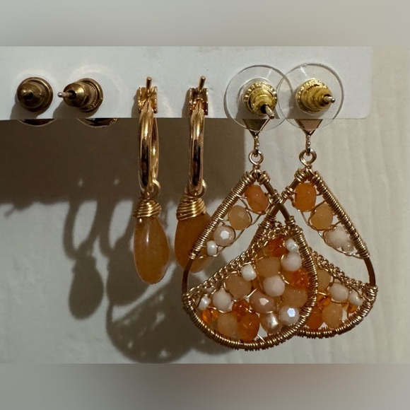 Nakamol Chicago Handmade beaded 3 Pairs of earrings! Gold tone New with Pouch - Picture 4 of 5
